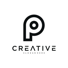 Creative abstract initial letter P logo design. Preamium Vector