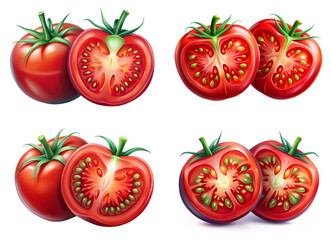 Fototapeta premium Tomatoes illustration isolated on transparent background PNG file