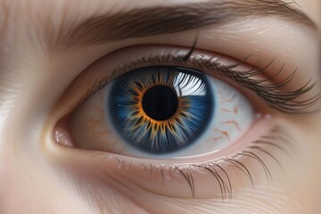 A close-up of a blue eye, horizontal composition