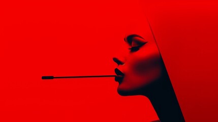 Obraz premium Red and black, vivid, minimalist, pretty face, modern style of red and black, beautiful goddess style charming simple atlas