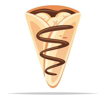 Chocolate banana crepe vector isolated illustration