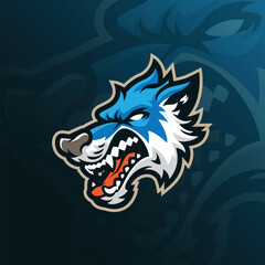 Wolf mascot logo design vector with modern illustration concept style for badge, emblem and t shirt printing. Wolf head illustration.