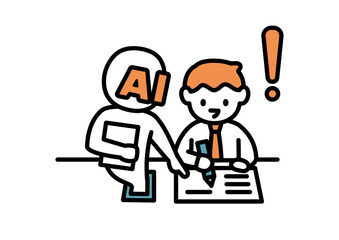 スマホを使ってAIに勉強を教えてもらう高校生のイラスト