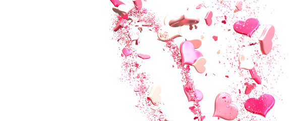  Red heart love confettis. Valentine's day falling  PNG