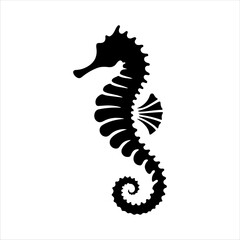 Stencil seahorse silhouette on white background. Seahorse icon vector sign illustration design.