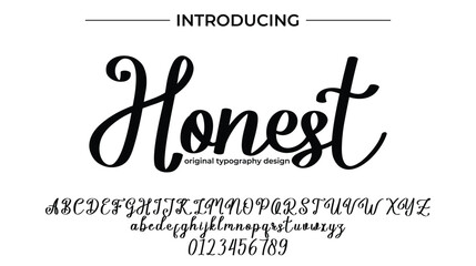 Honest Font Stylish brush painted an uppercase vector letters, alphabet, typeface