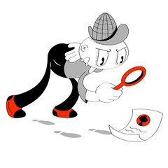 Recruiter in detective's hat searching for the right candidate