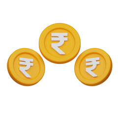 rupee coin 3d icon isolated on the transparent background