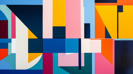 Abstract geometric painting with colorful shapes