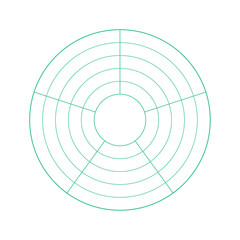 シンプルな5分割の円形レーダーチャートのテンプレート - 5段階5項目