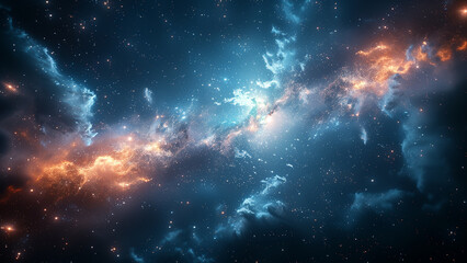 Fototapeta premium Starry night sky. Glowing stars in space. Galaxy background. Beautiful colorful shining stars universe landscape