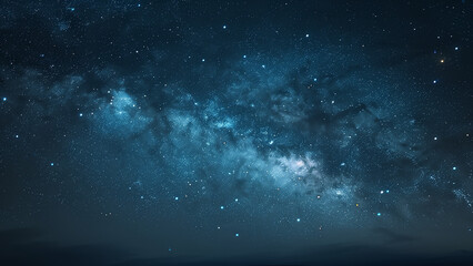Starry night sky. Glowing stars in space. Galaxy background. Beautiful colorful shining stars universe landscape