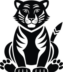 Fototapeta premium Striking black tiger stencil clipart for dramatic designs.