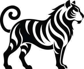 Obraz premium Striking black tiger stencil clipart for dramatic designs.