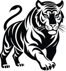 Obraz premium Striking black tiger stencil clipart for dramatic designs.