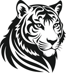 Fototapeta premium Striking black tiger stencil clipart for dramatic designs.