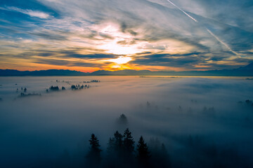 sunrise over the lake