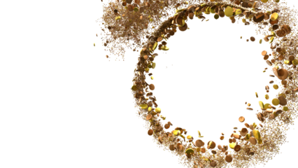 gold  Shower: Dynamic 3D Illustration of Dancing gold Confetti