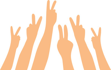 Group of hands raising for up for wining vector icon.