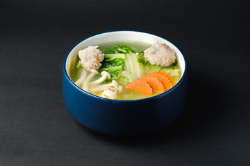 Clear Soup with Minced Shrimp with vegetables.