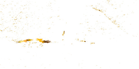 Abstract doted and confetti golden glitter and dust particles splatter on transparent background. Dust golden grunge background. Vector illustration.