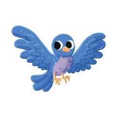 cute bird cartoon in crayon style editable Colorful vector hand drawn illustration for children. baby designs for cards, poster decorations, t-shirt prints, stickers, icons and others