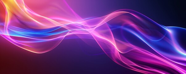 Naklejka premium Abstract vibrant flowing light waves on dark background