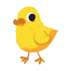 cute duck cartoon in crayon style editable Colorful vector hand drawn illustration for children. baby designs for cards, poster decorations, t-shirt prints, stickers, icons and others