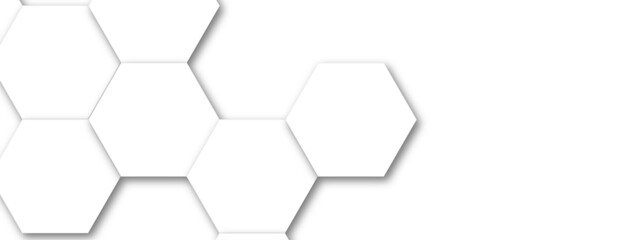 Abstract white hexagon pattern background. Abstract hexagon technology design background. Futuristic honeycomb mosaic white background. Vector Illustration. 