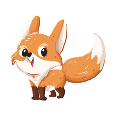 cute Fox cartoon in crayon style editable Colorful vector hand drawn illustration for children. baby designs for cards, poster decorations, t-shirt prints, stickers, icons and others