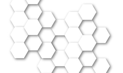 Abstract white hexagon pattern background. Abstract hexagon technology design background. Futuristic honeycomb mosaic white background. Vector Illustration. 