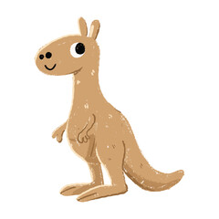 cute Kangoroo cartoon in crayon style editable Colorful vector hand drawn illustration for children. baby designs for cards, poster decorations, t-shirt prints, stickers, icons and others