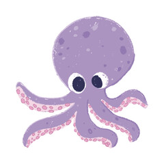 cute octopus cartoon in crayon style editable Colorful vector hand drawn illustration for children. baby designs for cards, poster decorations, t-shirt prints, stickers, icons and others