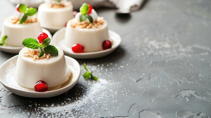 Delicious tofu dessert with jelly and room for text