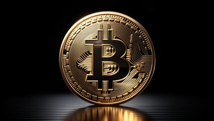 Shiny bitcoin logo on black background, Bitcoin, cryptocurrency, digital, currency, finance, symbol, virtual, money