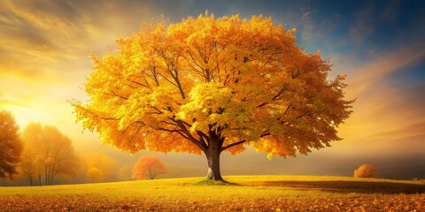 Golden tree with vibrant autumn leaves , autumn, foliage, nature, gold, tree, vibrant, season, colors, beauty, fall, outdoors