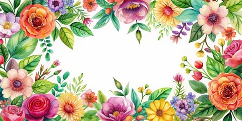 Watercolor floral invitation card with vibrant flowers and greenery, watercolor, floral, invitation, card, design
