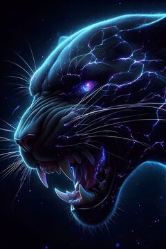 black panter with electric face illustration