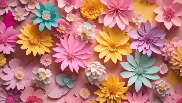 Colorful Paper Flowers Background