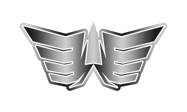 recommend clip art: Silver metal wing logo design vector