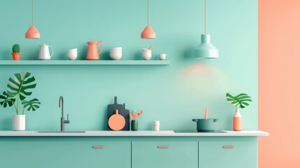 Eco-friendly lifestyle, zero waste kitchen, flat design illustration