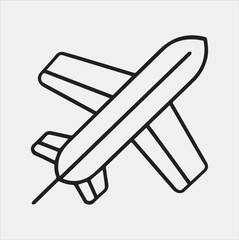 one-line art airplane silhouette vector on a white background