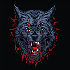 anger demon wolf head vector