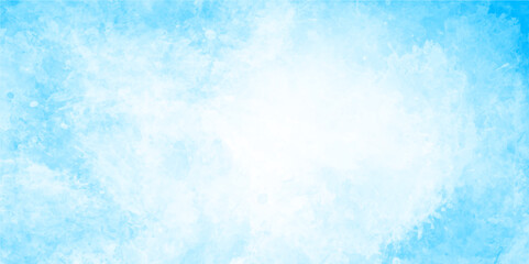 Obraz premium Abstract blue watercolor paint background design with colorful sky blue borders and bright texture background.