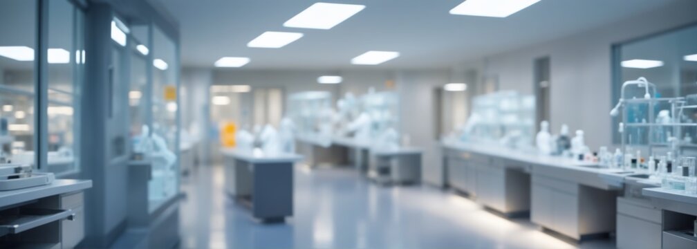 Laboratory background. Scientific modern laboratory long corrido