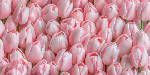 a photography seamless pattern of dewy fresh pink tulips