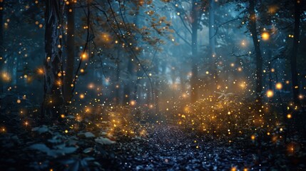 Enchanted Forest Path with Fireflies