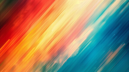 Obraz premium A rainbow gradient diagonal striped pattern in red, orange, yellow and blue, abstract background with a sense of dynamic speed.
