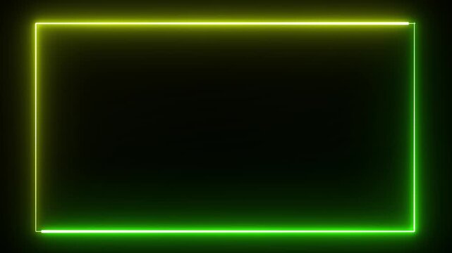 Bright neon yellow and green effect rectangle frame Loop background. Animation of glowing neon rectangles abstract background - seamless loop