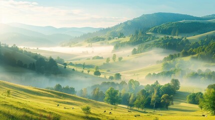 Obraz premium Misty Mountain Landscape